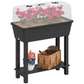 41L Self-Watering Raised Garden Bed with Lid and Shelf, Black