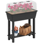 41L Self-Watering Raised Garden Bed with Lid and Shelf, Black