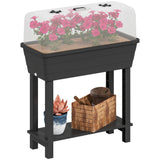 41L Self-Watering Raised Garden Bed with Lid and Shelf, Black