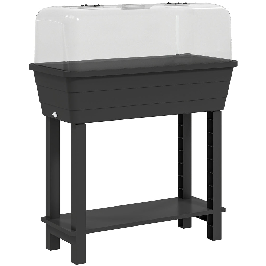 41L Self-Watering Raised Garden Bed with Lid and Shelf, Black