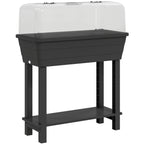 41L Self-Watering Raised Garden Bed with Lid and Shelf, Black