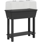 41L Self-Watering Raised Garden Bed with Lid and Shelf, Black