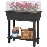 41L Self-Watering Raised Garden Bed with Lid and Shelf, Black