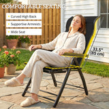 Set of 2 Folding Patio Chairs with Footrest and 5-Position Recline, Black