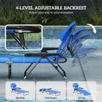 Folding Lounge Chair with Reading Hole and Headrest, Dark Blue