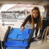 Folding Lounge Chair with Reading Hole and Headrest, Dark Blue