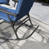 2-Piece Folding Outdoor Rocking Chairs, Dark Blue