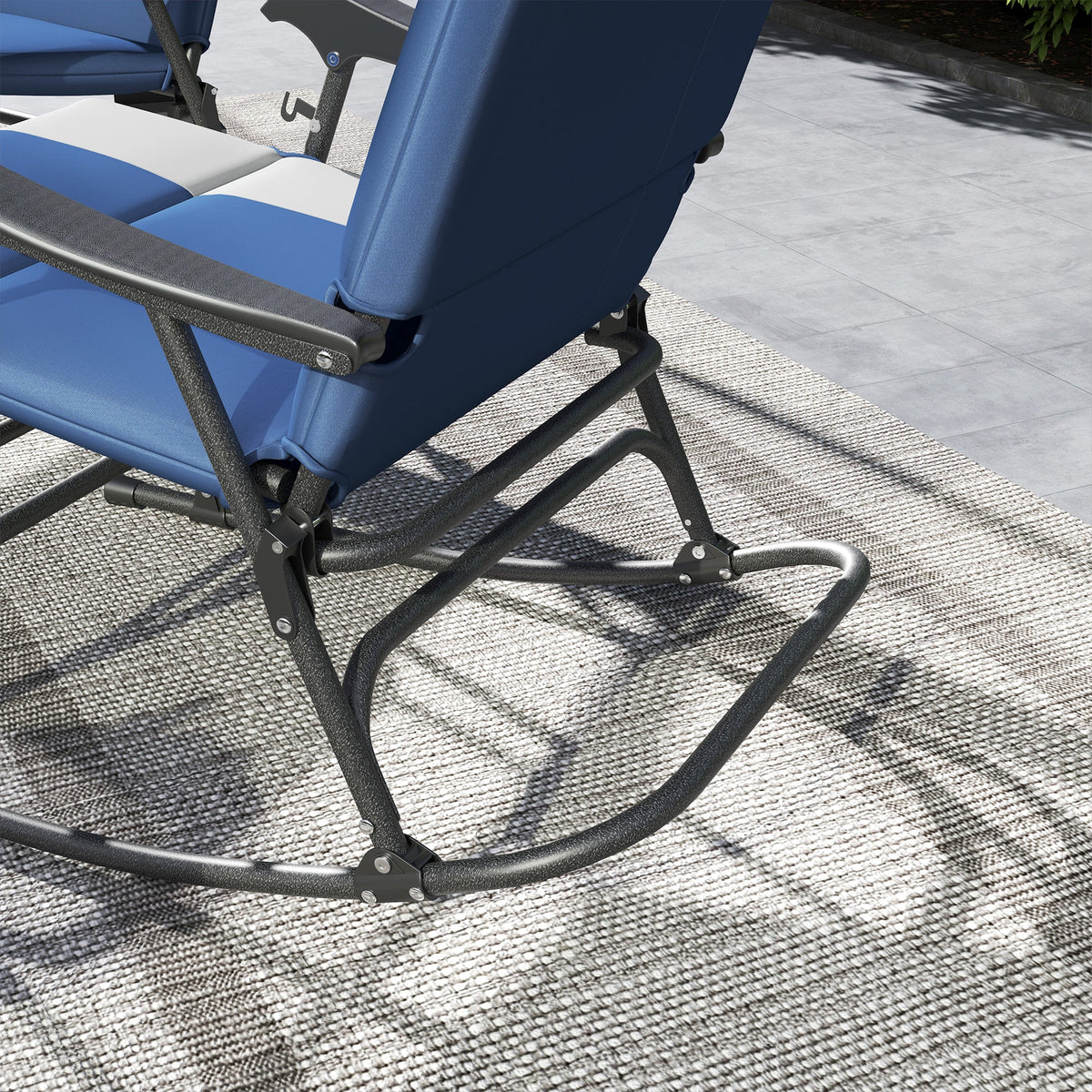 2-Piece Folding Outdoor Rocking Chairs, Dark Blue