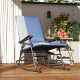 2-Piece Folding Outdoor Rocking Chairs, Dark Blue