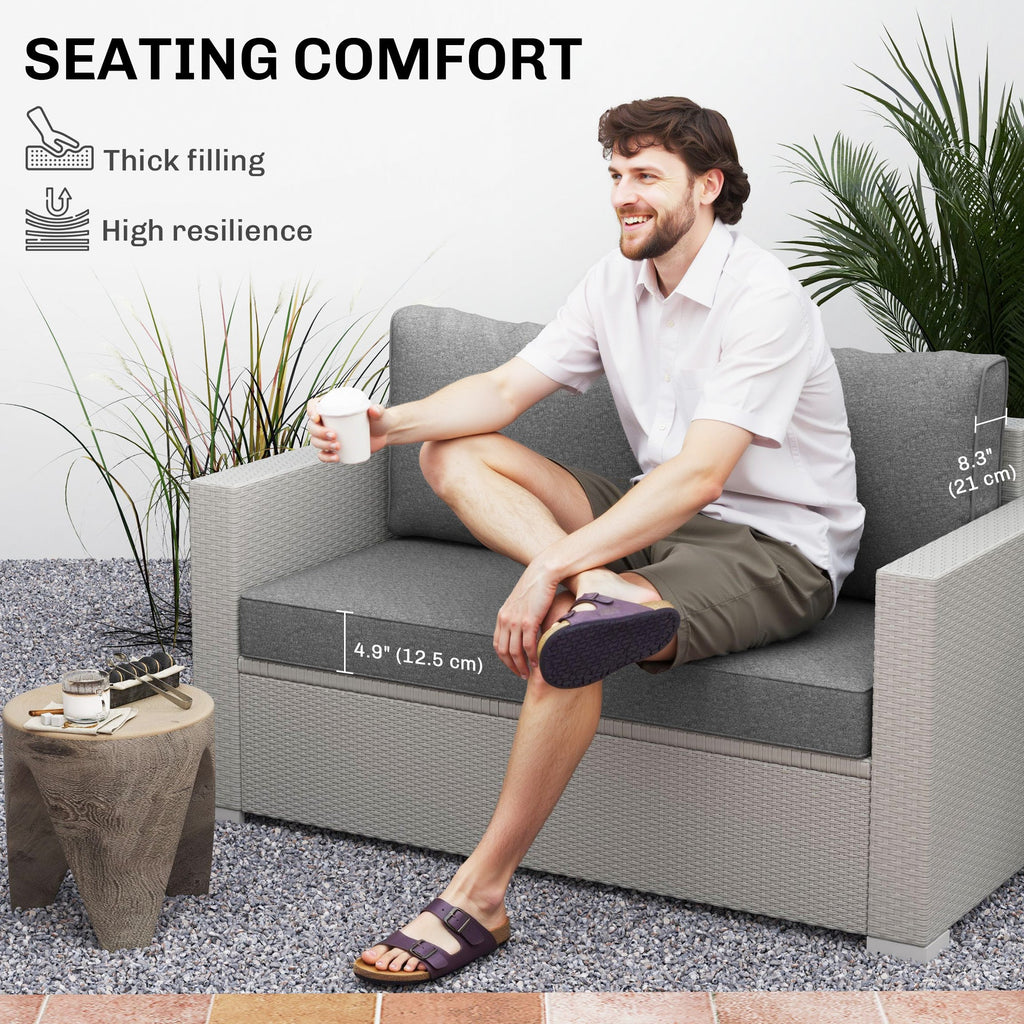 2 Seater Outdoor Seat Cushions with Backrest, Grey