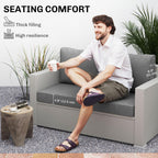 2 Seater Outdoor Seat Cushions with Backrest, Grey
