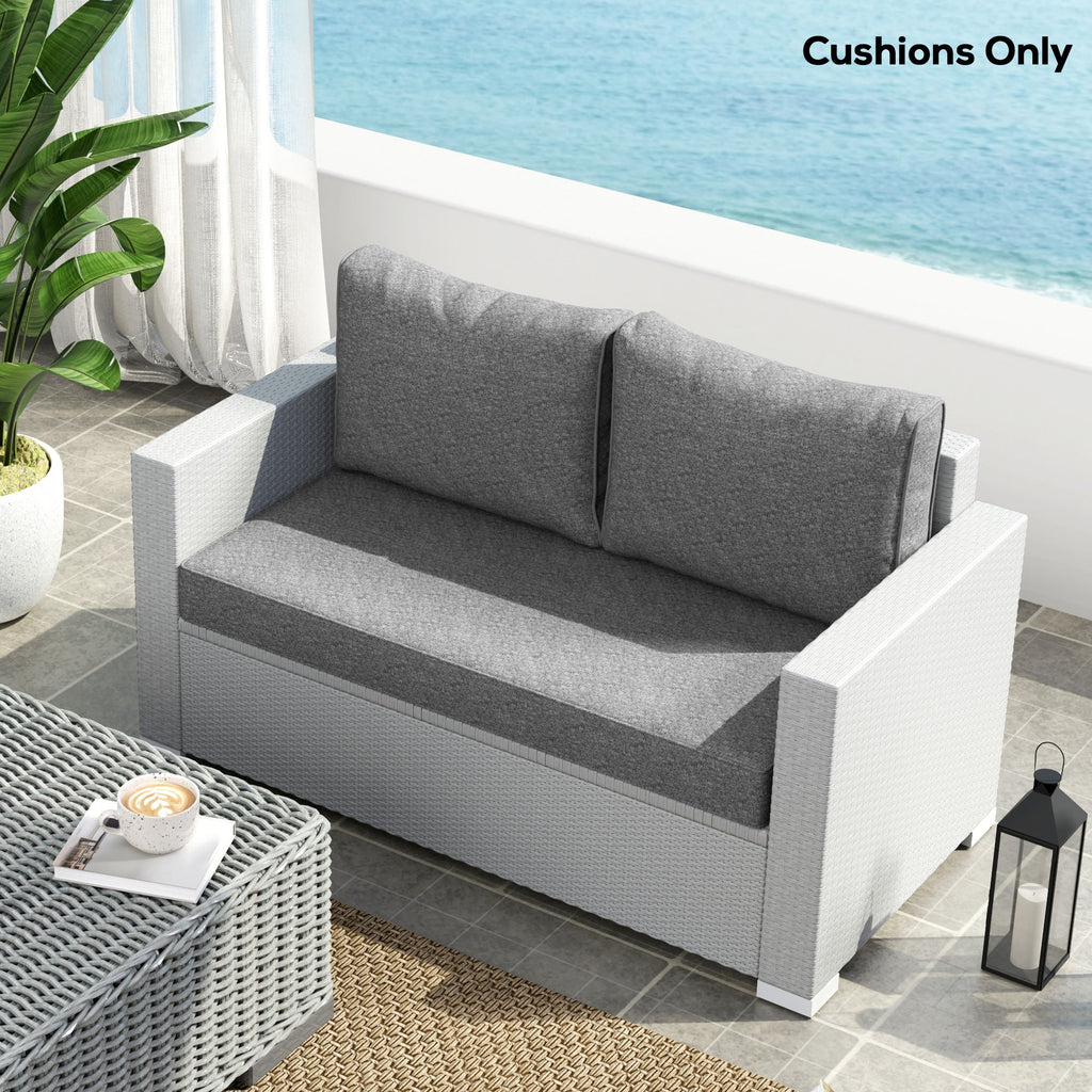 2 Seater Outdoor Seat Cushions with Backrest, Grey