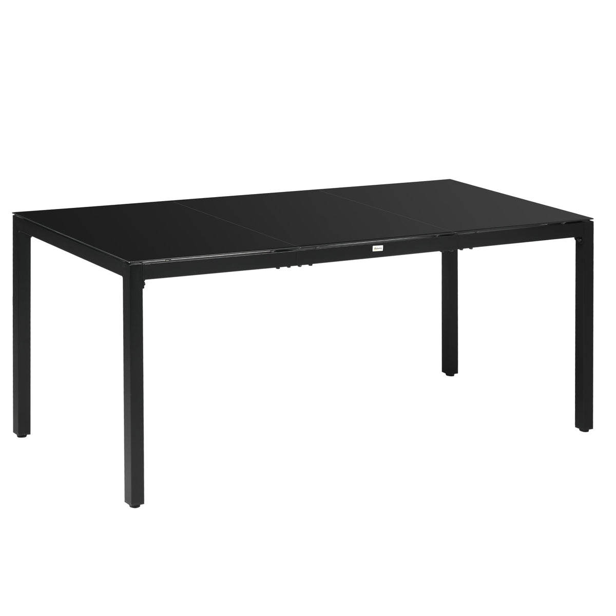 70.9" Rectangular Outdoor Dining Table with Tempered Glass Top, Black