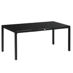 70.9" Rectangular Outdoor Dining Table with Tempered Glass Top, Black