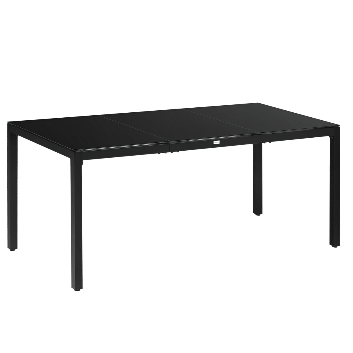 70.9" Rectangular Outdoor Dining Table with Tempered Glass Top, Black