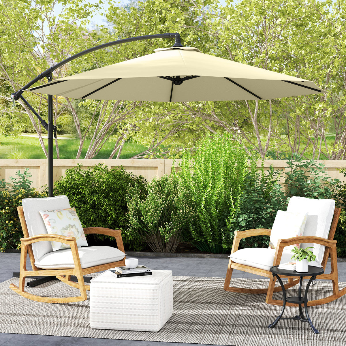 10' Deluxe Patio Umbrella with Crank and Cross Base, Beige