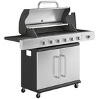 6 Burner Propane Gas Grill with Side Burner, 63,000 BTU , Warming Rack & Cabinet