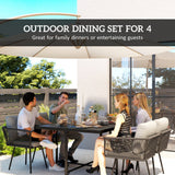 5 Piece Rattan Garden Dining Set with Stackable Chairs, Light Grey