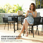 5 Piece Rattan Garden Dining Set with Stackable Chairs, Light Grey