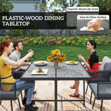 5 Piece Rattan Garden Dining Set with Stackable Chairs, Light Grey
