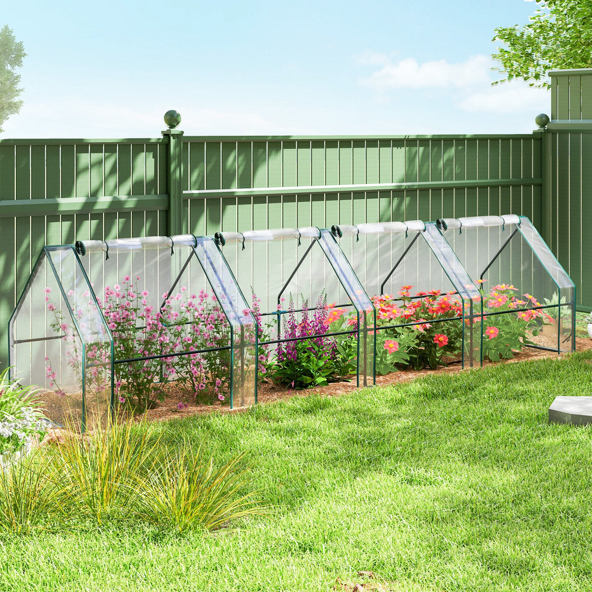 Mini Greenhouse with Zippered Doors & Roll-up Windows,