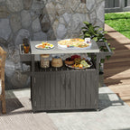 Outdoor Bar Cart with Storage Cabinet, Dark Gray