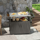 Outdoor Bar Cart with Storage Cabinet, Dark Gray