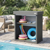 82 Gallon Outdoor Storage Box with Roll-Up Door and Removable Shelf, Grey