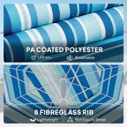 6 ft Portable Beach Umbrella with Foldable Table and Cup Holders, Dark Blue