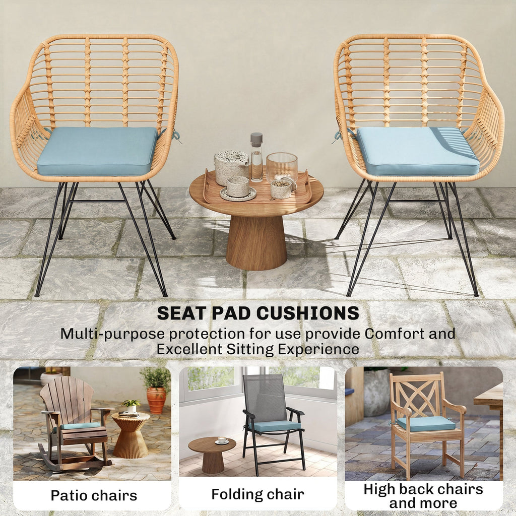 Set of 6 Chair Cushion Seat Pads with Straps, Light Grey