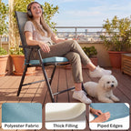 Set of 6 Chair Cushion Seat Pads with Straps, Light Grey