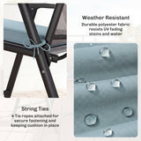 Set of 6 Chair Cushion Seat Pads with Straps, Light Grey