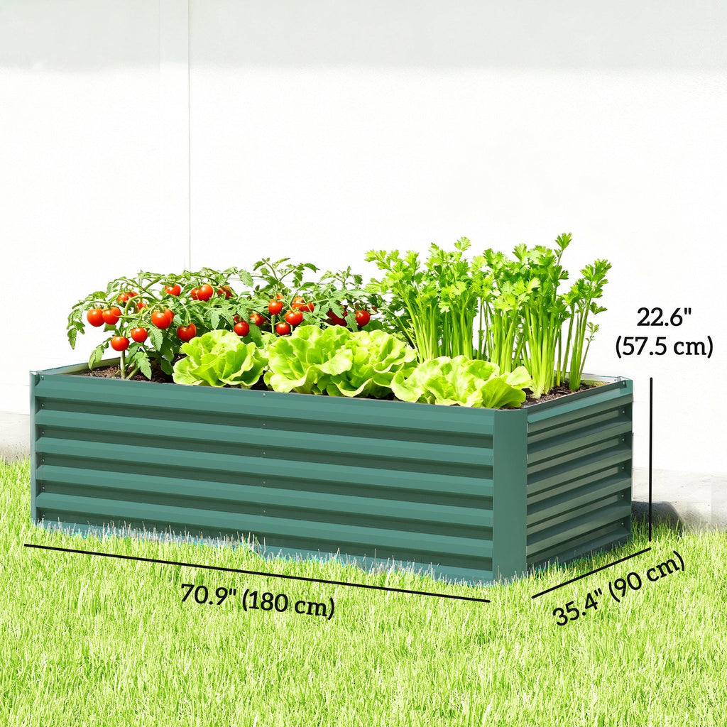 6' x 3' x 2' Galvanized Raised Garden Bed for Vegetables, Dark Green