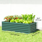 6' x 3' x 2' Galvanized Raised Garden Bed for Vegetables, Dark Green