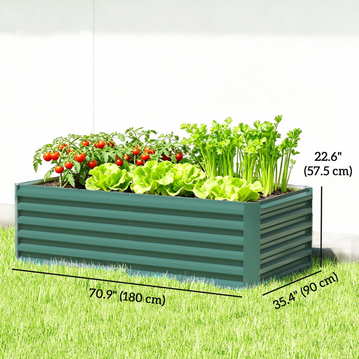 6' x 3' x 2' Galvanized Raised Garden Bed for Vegetables, Dark Green