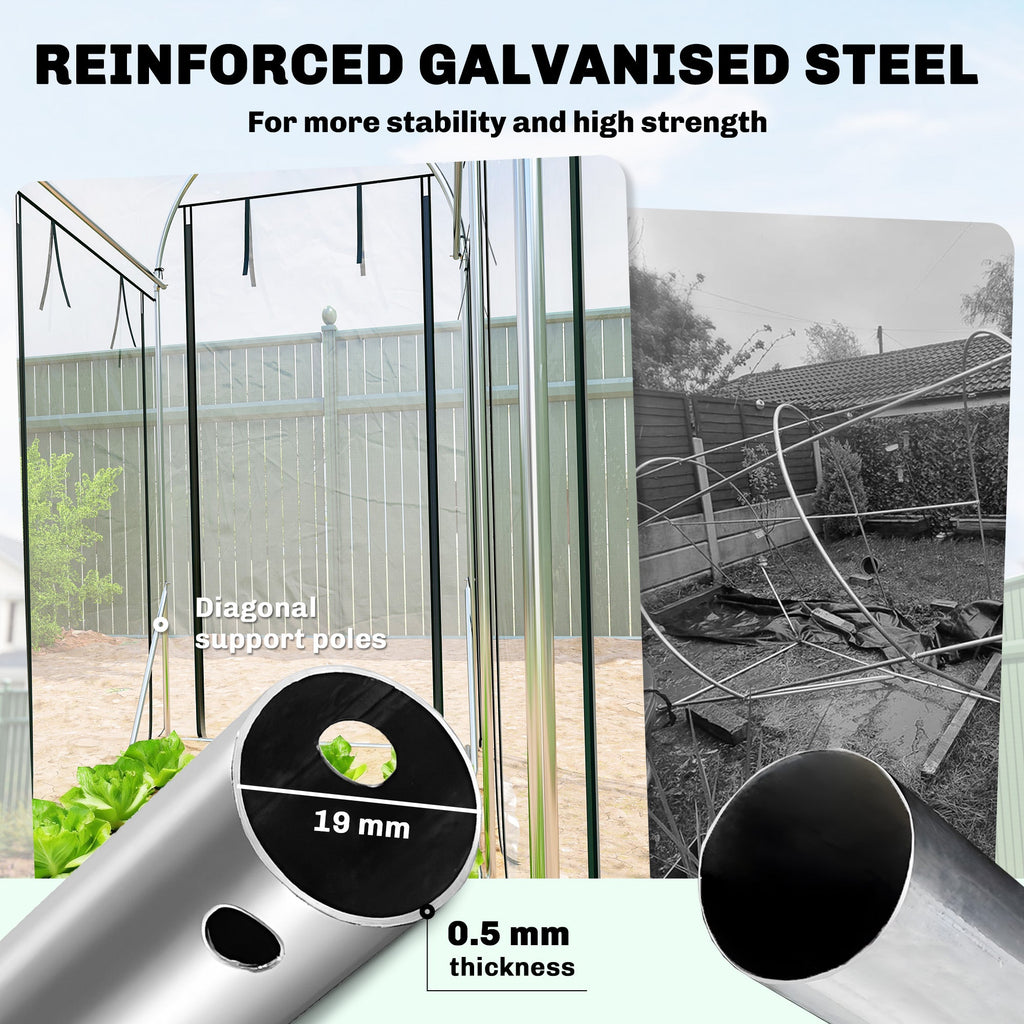 10' x 3' x 6.5' Walk-in Tunnel Greenhouse, Clear