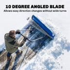 37-Inch Extra Wide Aluminum Snow Pusher with Wheels and Adjustable Handle, Blue