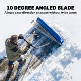 37-Inch Extra Wide Aluminum Snow Pusher with Wheels and Adjustable Handle, Blue