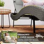 Rattan Sun Lounger with S-Shaped Seat and 5-Position Backrest, Light Grey