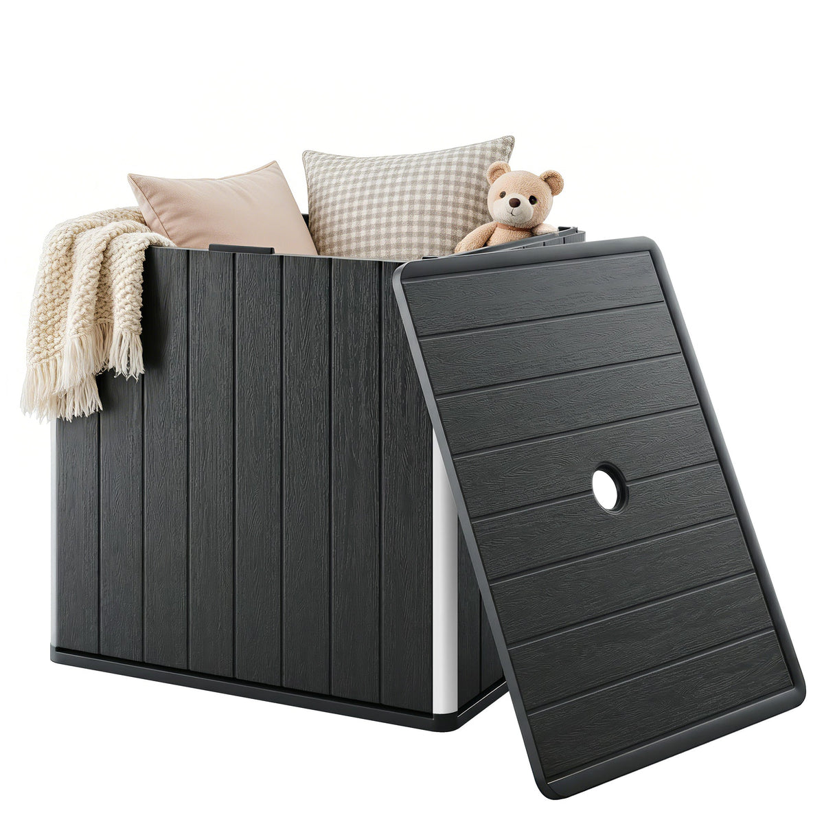 30 Gallon Outdoor Storage Box Side Table with Umbrella Holder