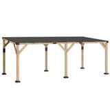 PerArbor 10' x 20' Wooden Lean-to Gazebo with Galvanized Steel Sloped Roof, Light Walnut