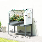 Galvanized Raised Garden Bed with Greenhouse Cover, Dark Gray
