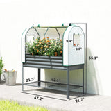 Galvanized Raised Garden Bed with Greenhouse Cover, Dark Gray