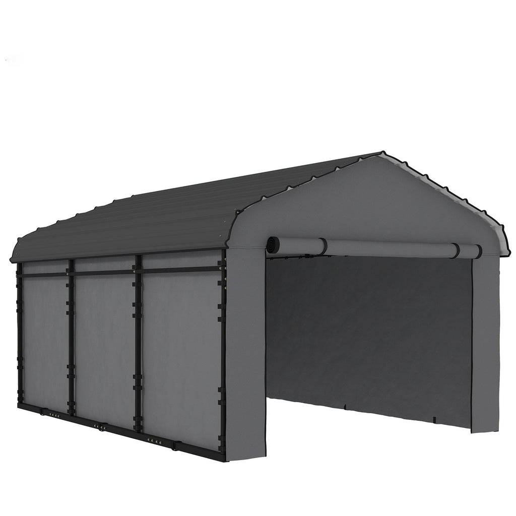 Onward 10' x 15' Heavy Duty Metal Carport with Galvanized Roof & Removable Sidewalls