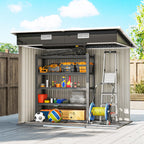 7' x 4' Outdoor Storage Shed with Lockable Double Doors, Black
