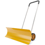 37" Extra-Wide Aluminum Snow Pusher with Wheels and Ergonomic Handle, Yellow