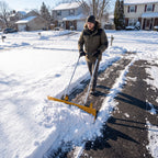 37" Extra-Wide Aluminum Snow Pusher with Wheels and Ergonomic Handle, Yellow