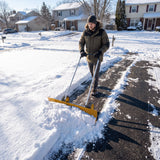 37" Extra-Wide Aluminum Snow Pusher with Wheels and Ergonomic Handle, Yellow