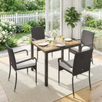 7-Piece Rattan 6-Seater Dining Set with Acacia Top and Cushions, Cream White