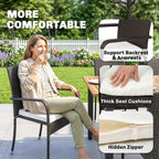 7-Piece Rattan 6-Seater Dining Set with Acacia Top and Cushions, Cream White